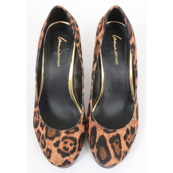 Lane Bryant Women 9 WIDE Width Leopard Animal Print Round Toe Heels Pumps Vegan - Picture 8 of 10